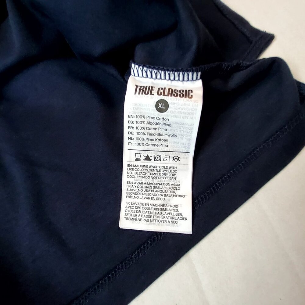 True Classic Pima Cotton Navy Blue Polo Shirt Soft, breathable  Size XL - Picture 9 of 10